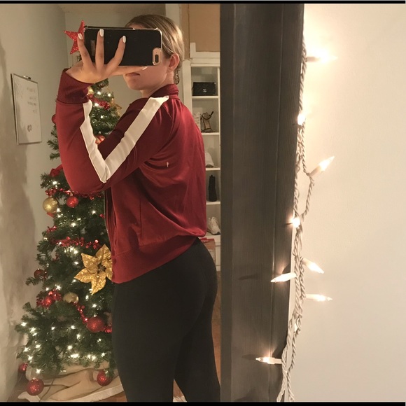 Red and white stripe hollister jacket. Size medium - Picture 2 of 2